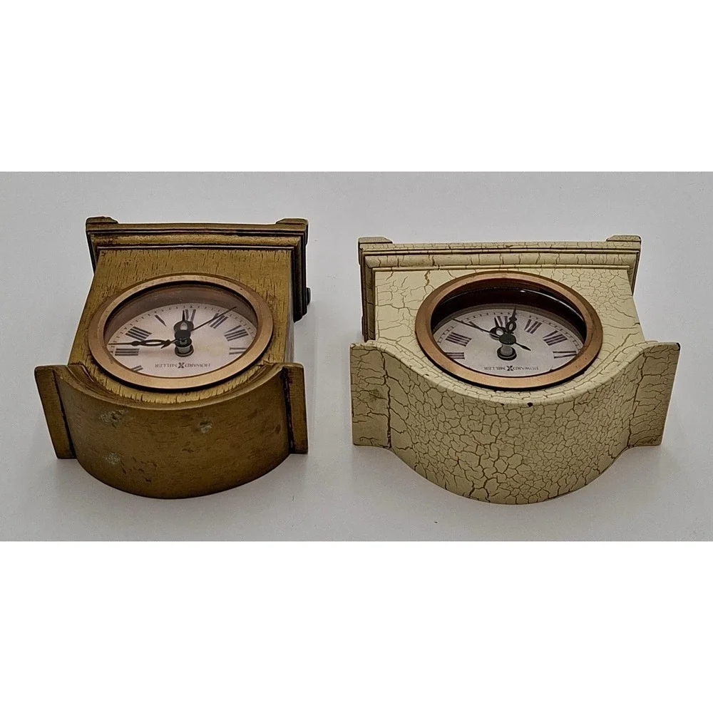 Lot of 2 Howard Miller C06450 Mantel Desk Clocks Decor Only Parts Repair